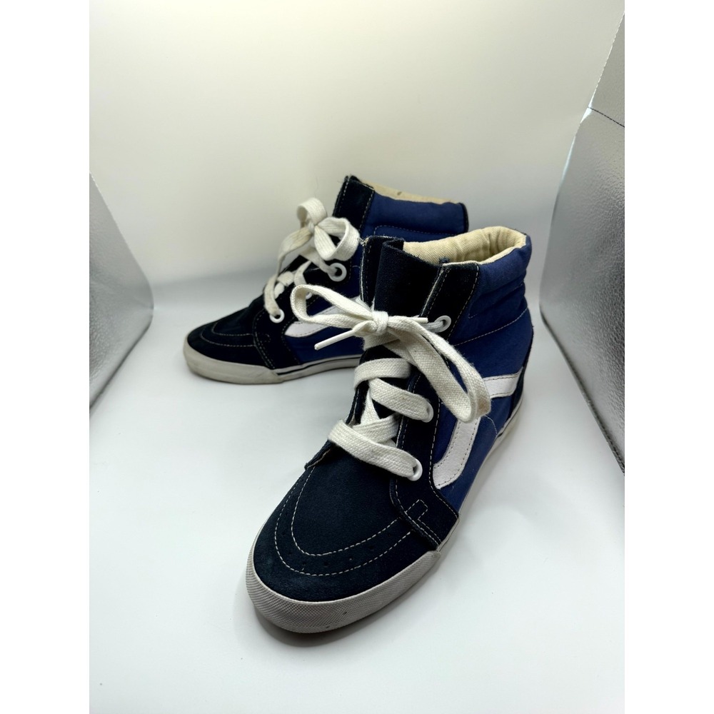 Vans Sk8-Hi Wedge Unisex M7.5/W9 Sneakers Blue White Lace Up Skateboard Shoes